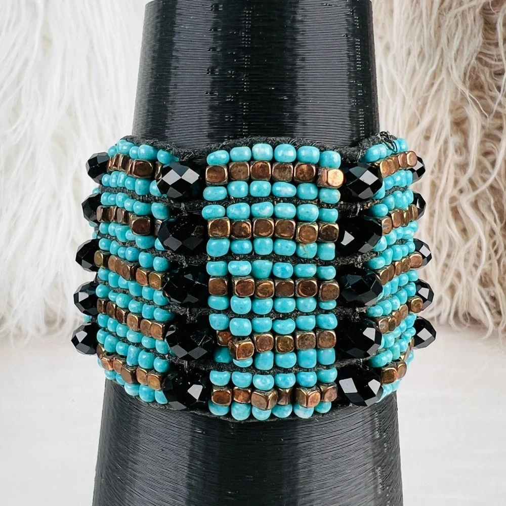 Beautiful, bohemian chic, wideband, adjustable costume bracelet